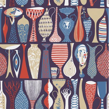 Boråstapeter Pottery tapetti sininen