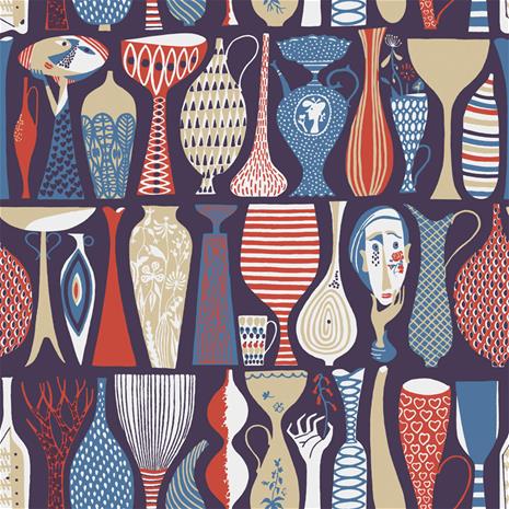 Boråstapeter Pottery tapetti sininen
