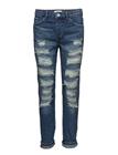 Mango Ripped Details Girlfriend Jeans OPEN BLUE, Naisten housut ja shortsit