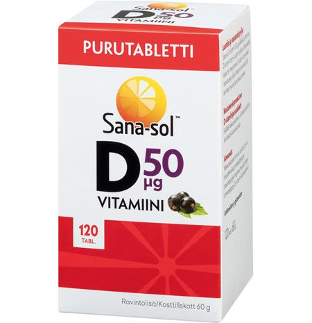 Sana-sol D-vitamiini 50 µg, 120 purutabl.