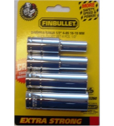 Finbullet 1/2" 4-osainen pitkä hylsysarja
