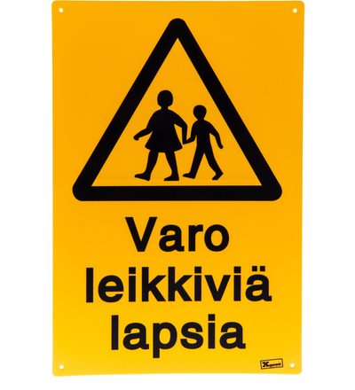 Varo leikkiviä lapsia, kyltti