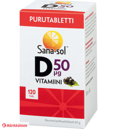 Sana-sol D-vitamiini 50 µg, 120 purutabl.