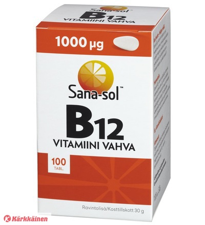 Sana-sol Vahva B12-vitamiini 1000 µg, 100 tabl.