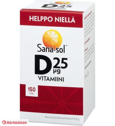 Sana-sol D-vitamiini 25 µg, 150 kpl