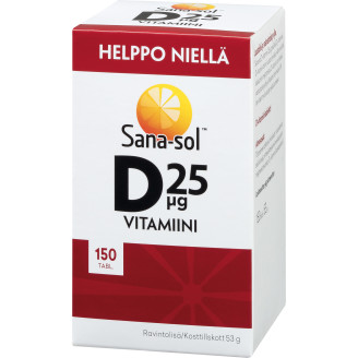 Sana-sol D-vitamiini 25 µg, 150 kpl