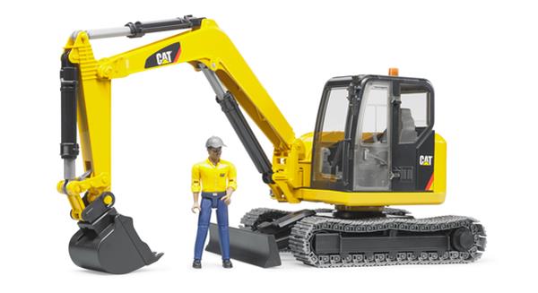 Cat Mini excavator with worker, A
