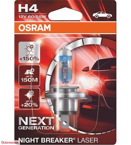 Osram H4 Night Breaker Laser 1kpl polttimo