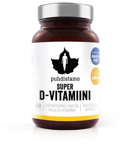 Puhdistamo Super D-vitamiini 60 kaps. ravintolisä