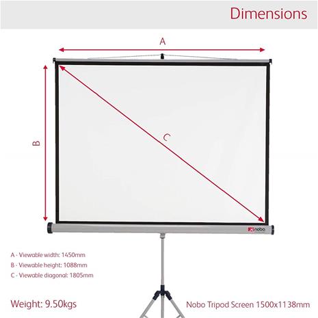Nobo Projection Screen (jalusta) 4:3 113*150, valkokangas