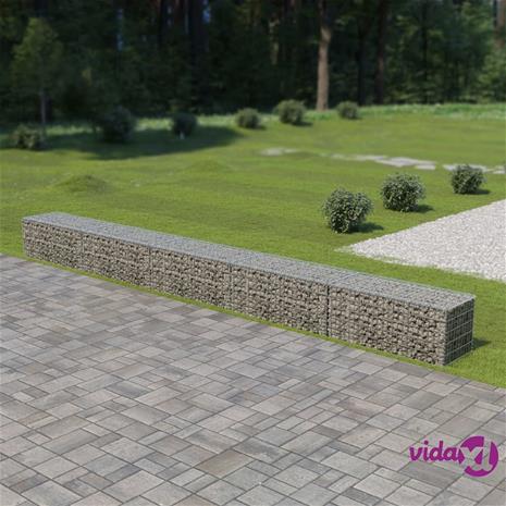 vidaXL Gabionseinä kansilla galvanoitu teräs 600x50x50 cm