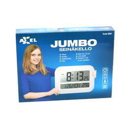 Axxel jumbo seinäkello LCD-näytöllä