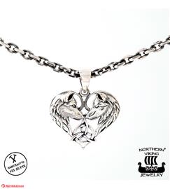 Northern Viking Jewelry Heart Wolf riipus