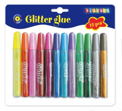 Glitter glue, 12 colors
