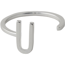 Design Letters Ring Silver A-Z U – kuva 1/4