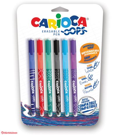 Carioca Oops 6 kpl poispyyhittävä mustekynä