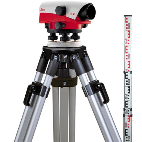 Leica NA724, optinen vaaituslaite, jalusta ja vaaitustanko