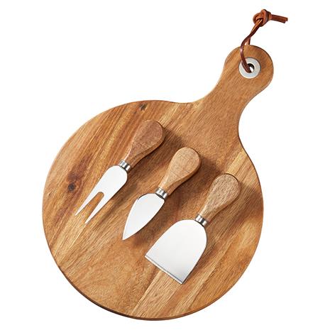 Dorre Oline Cheese Board & 3 Cheese Cutlery, Acacia Tree