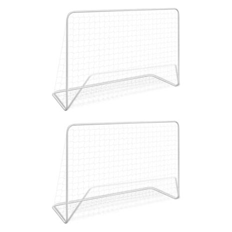 vidaXL Jalkapallomaalit verkolla 2 kpl teräs 182x61x122 cm valkoinen