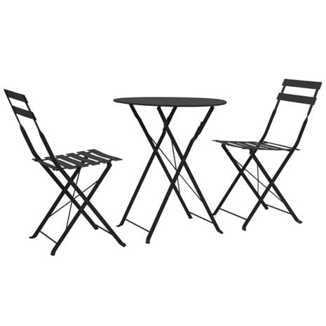 vidaXL 3-osainen Bistrosarja Teräs musta