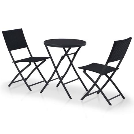 vidaXL 3-osainen Bistrosarja polyrottinki musta