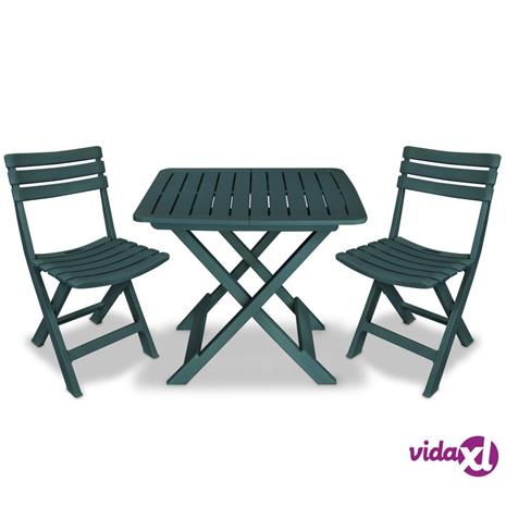 vidaXL 3-osainen Kokoontaittuva Bistrosarja muovi vihreä