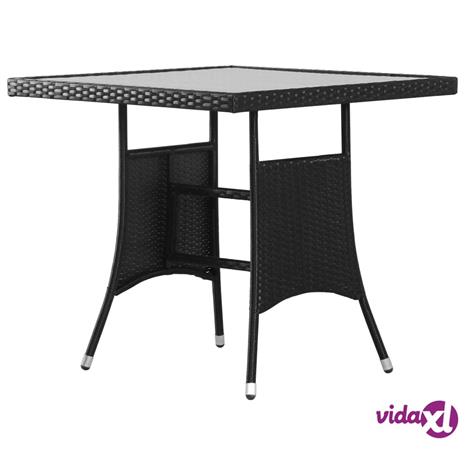 vidaXL Puutarhapöytä musta 80 x 80 x 74 cm polyrottinki