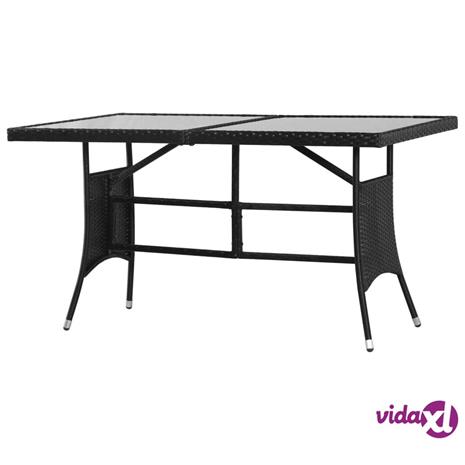 vidaXL Puutarhapöytä 140x80x74 cm polyrottinki musta – kuva 2/4