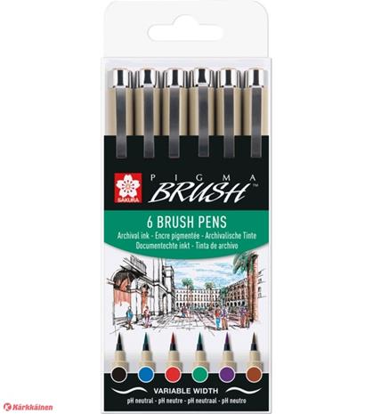 Sakura Pigma Brush Basic 6-setti sivellinkynä