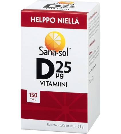 Sana-sol D-vitamiini 25 µg, 150 kpl