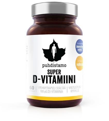 Puhdistamo Super D-vitamiini 60 kaps. ravintolisä