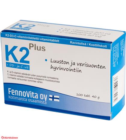 Fennovita K2 Plus 200 µg 100 kpl