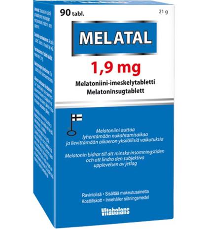 Melatal 1,9 mg 90 tabl melatoniini-imeskelytabletti