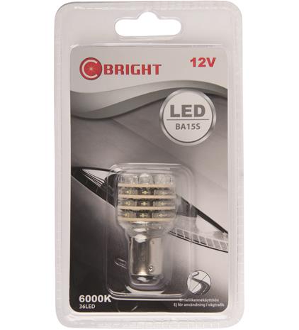 C-Bright 12V BA15s valkoinen LED-polttimo
