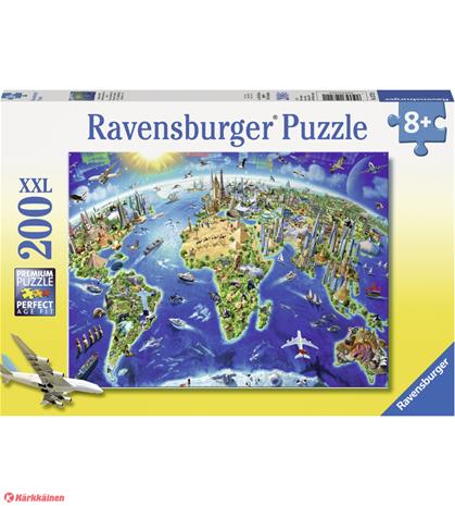 Ravensburger, Puzzle World Landmarks Map 200 palaa