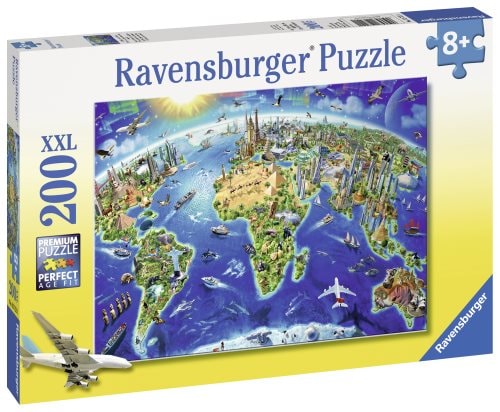 Ravensburger, Puzzle World Landmarks Map 200 palaa