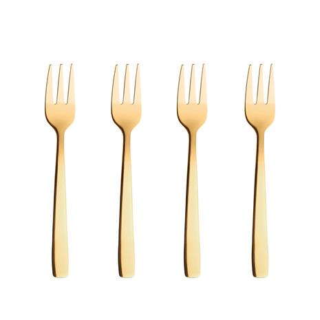 Aida Raw Cake Fork 4 Pcs, Gold