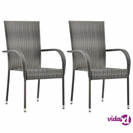 vidaXL Pinottavat ulkotuolit 2 kpl harmaa polyrottinki