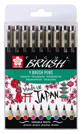 Sakura Pigma Brush Basic 9-setti sivellinkynä