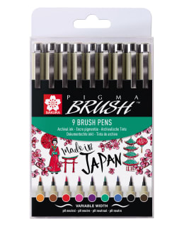 Sakura Pigma Brush Basic 9-setti sivellinkynä