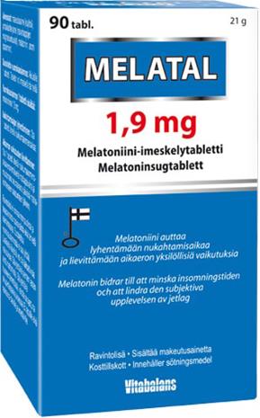 Melatal 1,9 mg 90 tabl melatoniini-imeskelytabletti