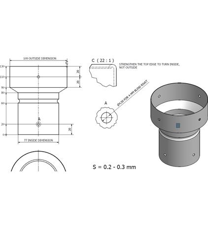 Vedonparantaja sovitin 110->75 mm Sovitinputki