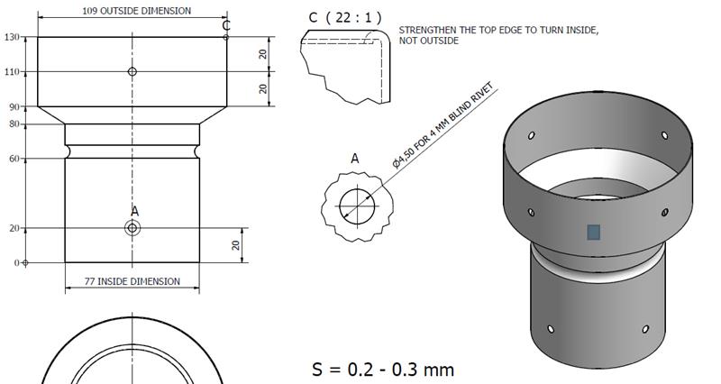 Vedonparantaja sovitin 110->75 mm Sovitinputki
