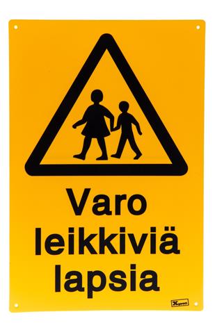 Varo leikkiviä lapsia, kyltti