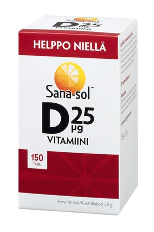 Sana-sol D-vitamiini 25 µg, 150 kpl