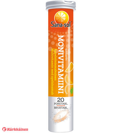 Sana-sol Monivitamiini poretabletti 20 kpl appelsiini