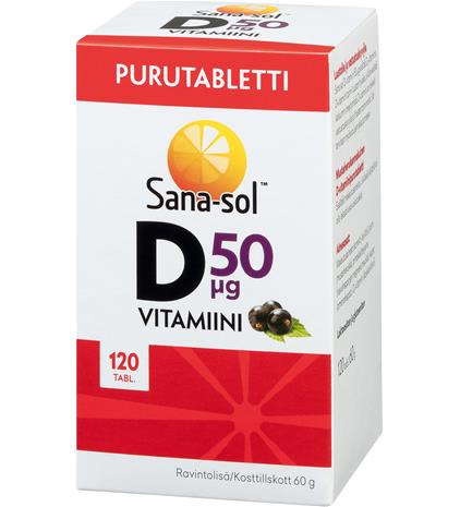 Sana-sol D-vitamiini 50 µg, 120 purutabl.