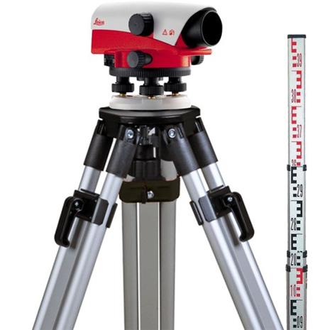 Leica NA724, optinen vaaituslaite, jalusta ja vaaitustanko