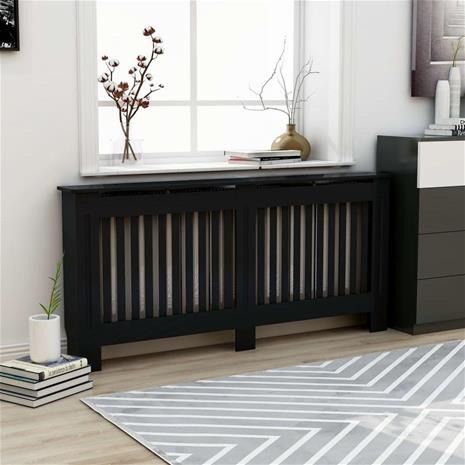 vidaXL Lämpöpatterin suoja musta 172x19x81 cm MDF