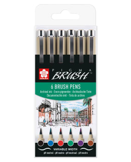 Sakura Pigma Brush Basic 6-setti sivellinkynä
